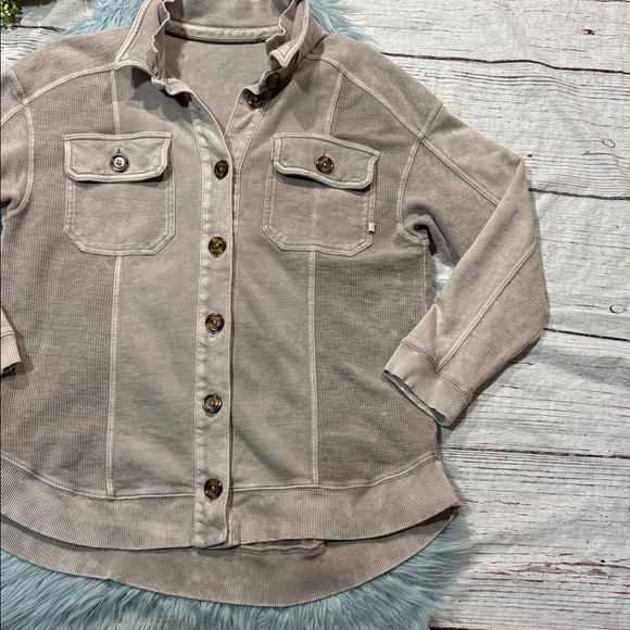 Anthropologie Pilcro Relaxed Shirt Jacket Shacket in Sand - Size S - Picture 5 of 10